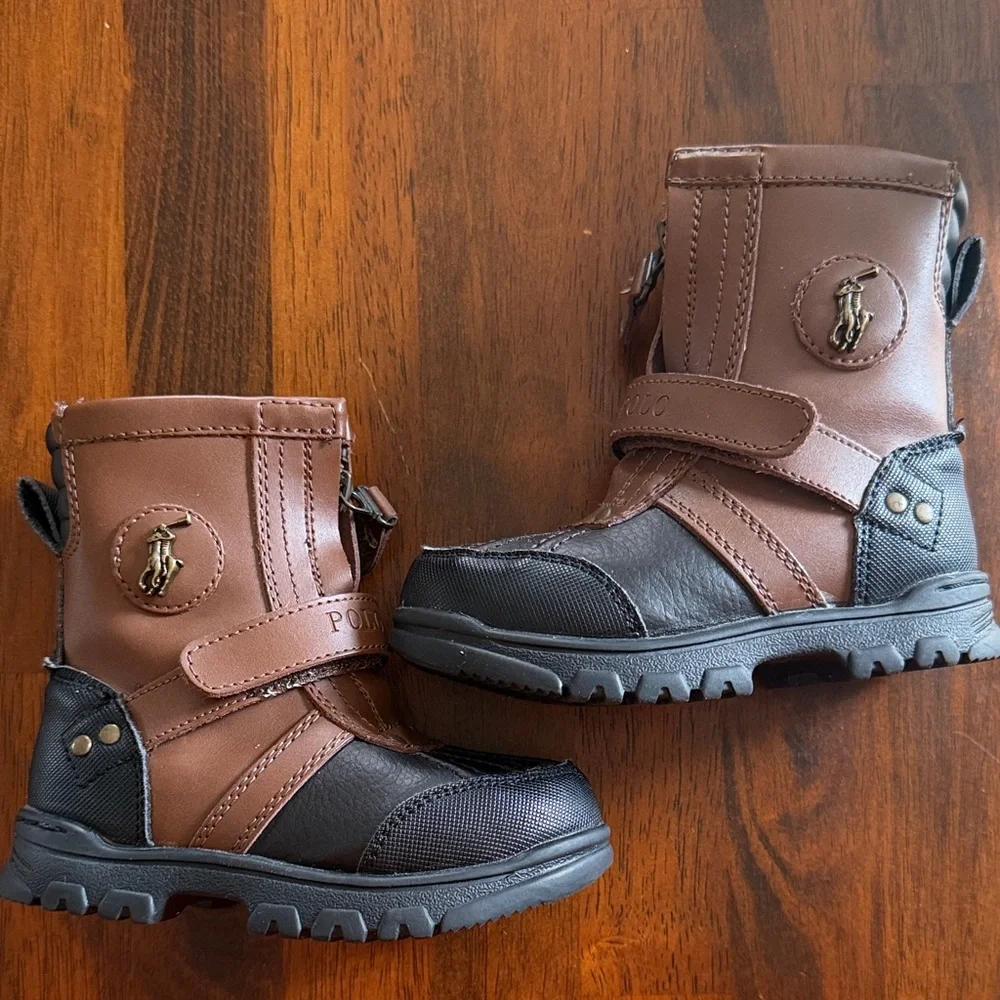 Polo Ralph Lauren Toddler Boys Conquered Hi Boots in chocolate/tan leather